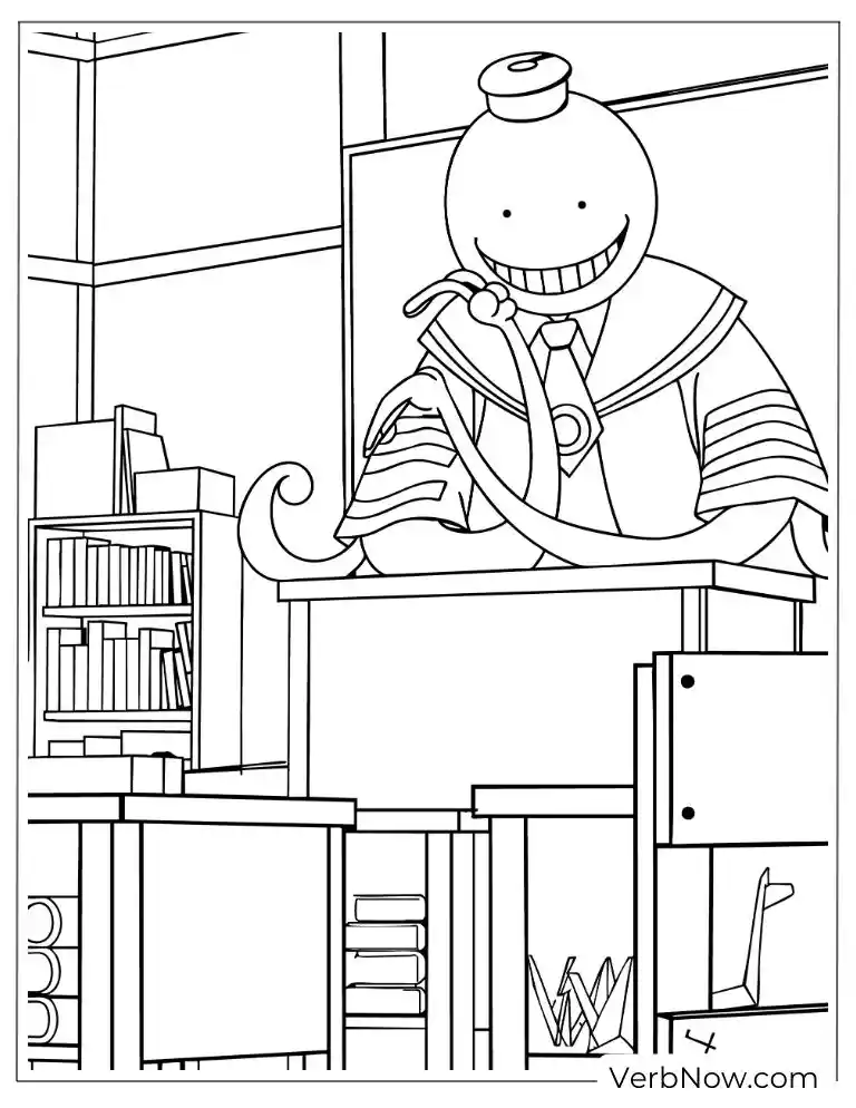 22 Free Assassination Classroom Coloring Pages (Printable PDF) Koro-sensei Coloring Page - Anime Teacher Outline