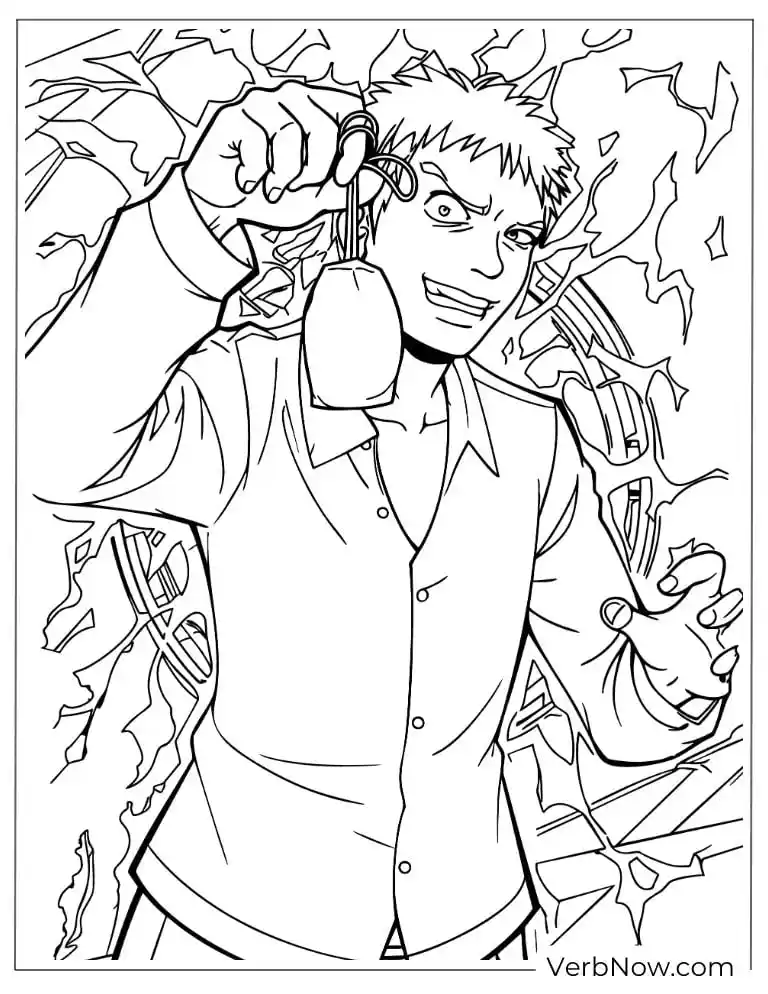 22 Free Assassination Classroom Coloring Pages (Printable PDF) Dynamic Anime Character Holding Pouch Coloring Page