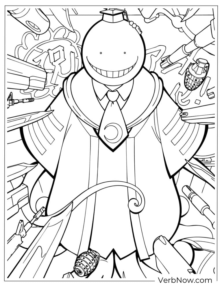 22 Free Assassination Classroom Coloring Pages (Printable PDF) Assassination Classroom Koro-sensei Coloring Page