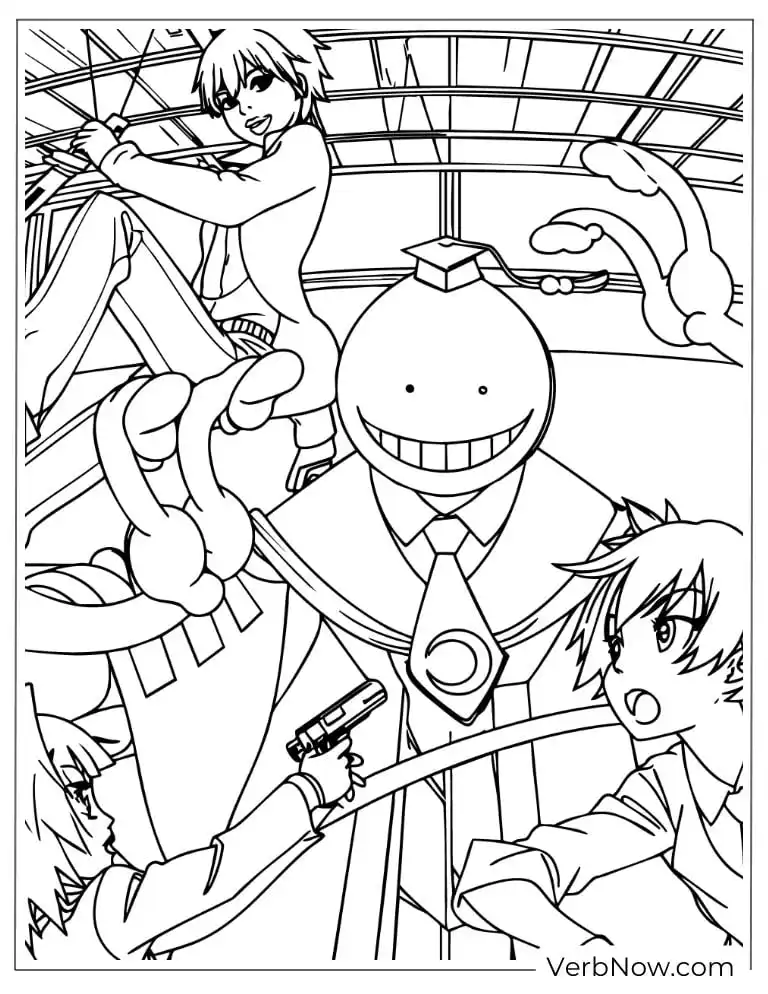 22 Free Assassination Classroom Coloring Pages (Printable PDF) Assassination Classroom Koro-sensei Coloring Page