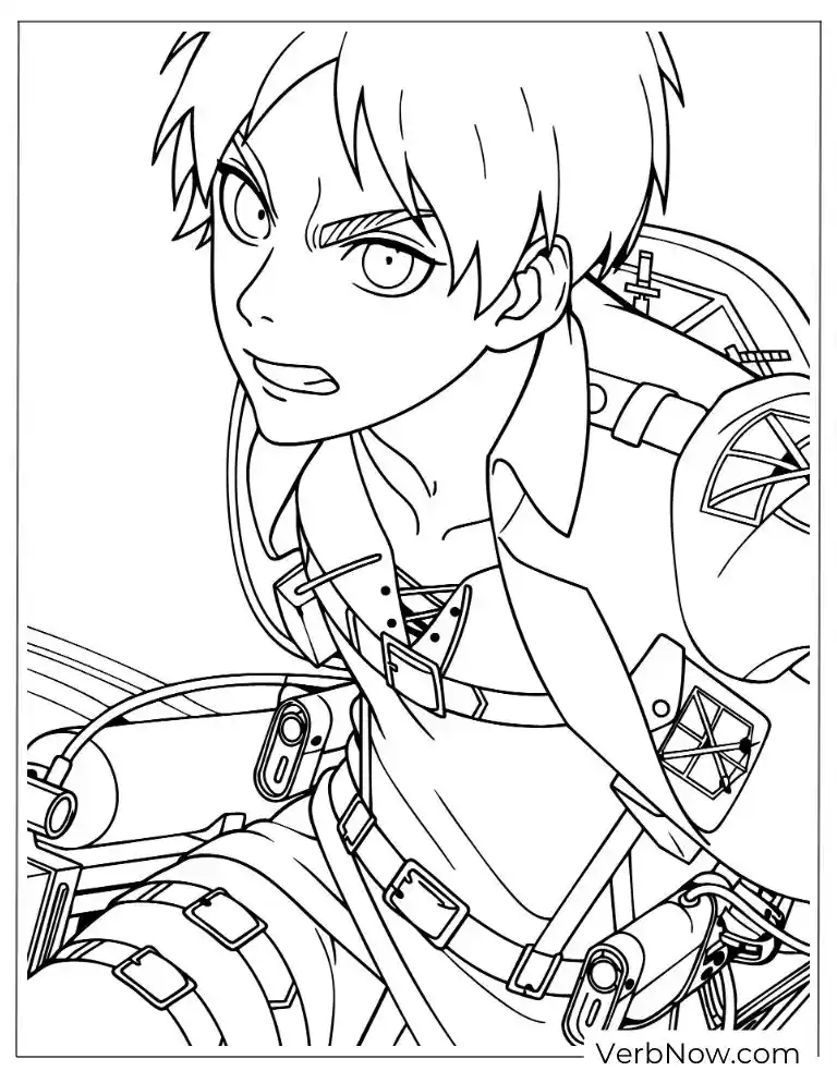22 Attack On Titan Coloring Pages (100% Printable PDF) Eren Yeager Attack on Titan Anime Coloring Page