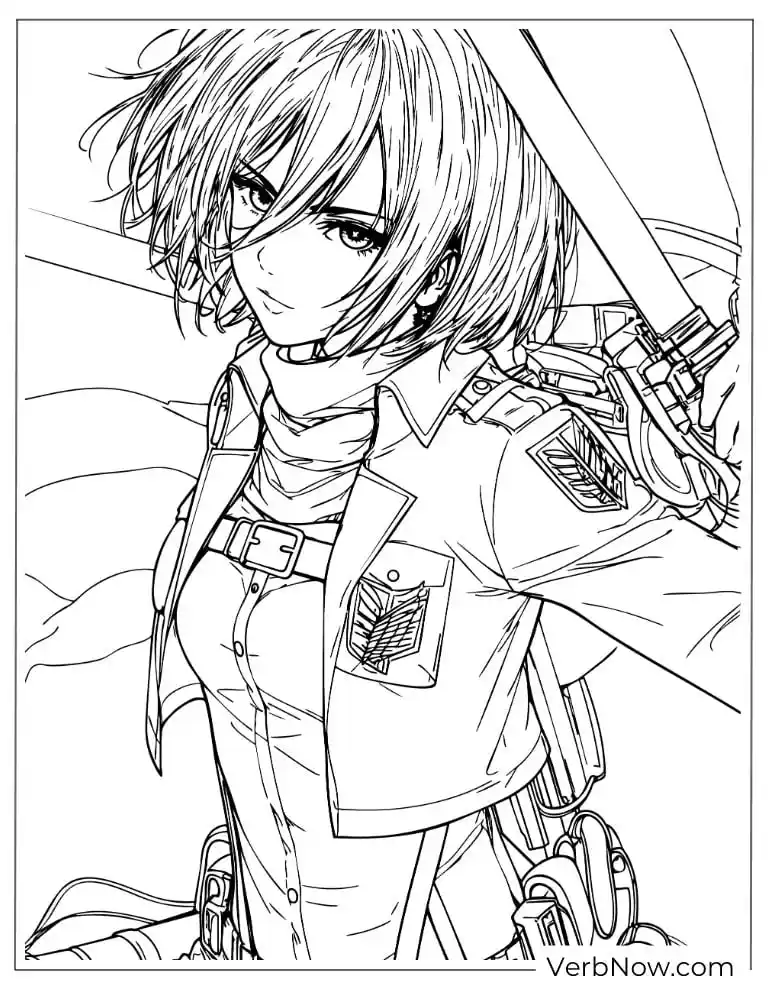 22 Attack On Titan Coloring Pages (100% Printable PDF) Mikasa Ackerman Attack on Titan Coloring Page