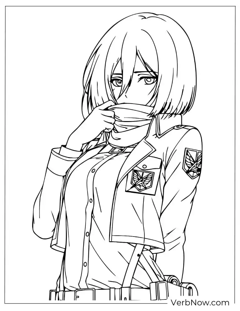 22 Attack On Titan Coloring Pages (100% Printable PDF) Mikasa Ackerman Coloring Page - Attack on Titan