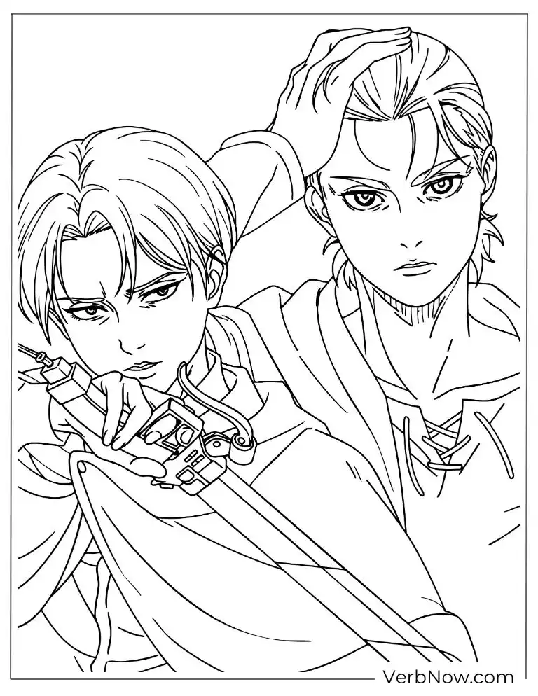 22 Attack On Titan Coloring Pages (100% Printable PDF) Levi and Eren Attack on Titan Coloring Page