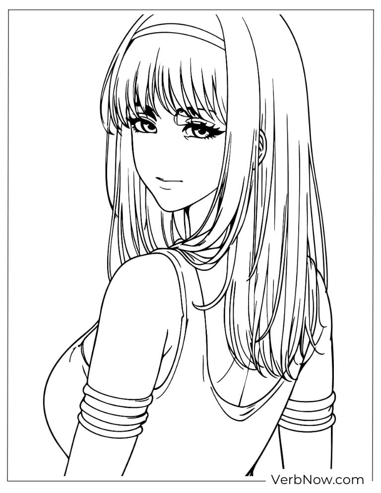 22 Attack On Titan Coloring Pages (100% Printable PDF) Long Hair Anime Girl Coloring Page for Adults