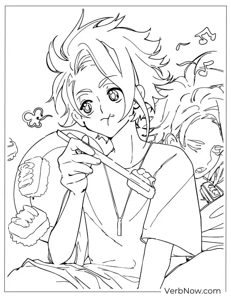 22 Free Beyblade Coloring Pages (100% Printable PDF) Anime Boy Eating Sushi Coloring Page