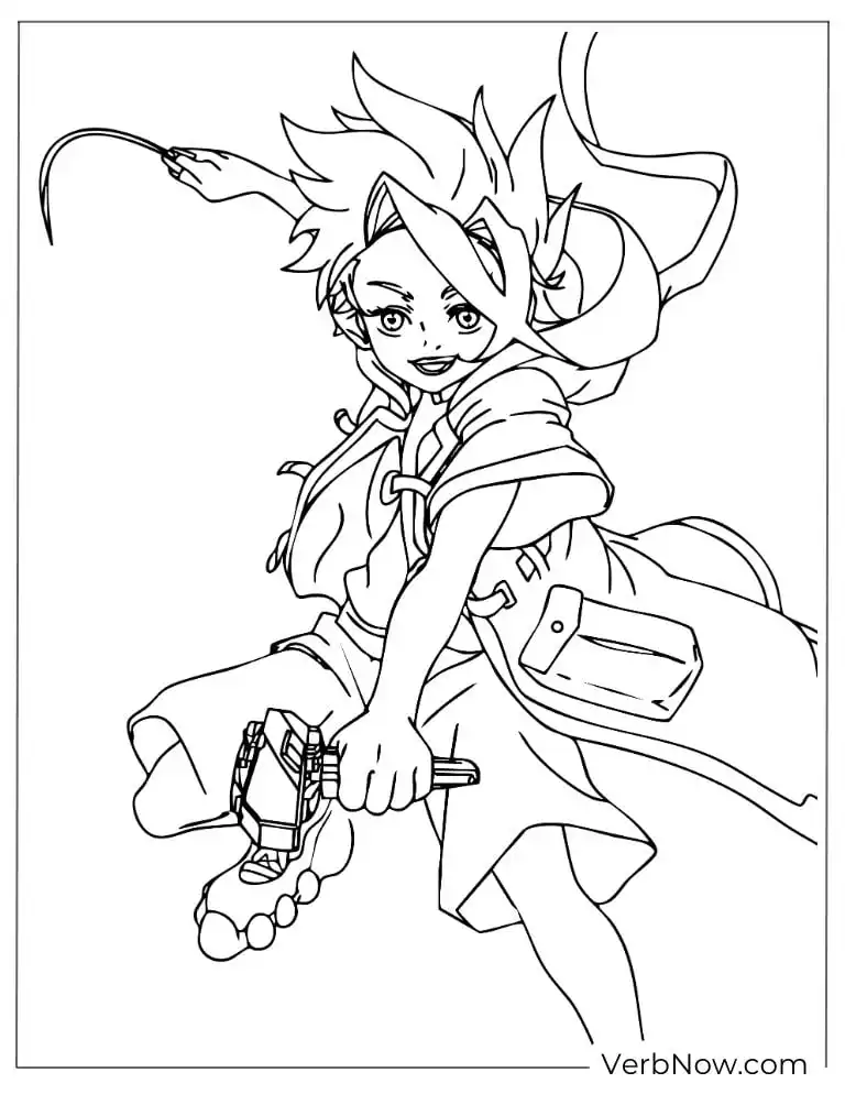 22 Free Beyblade Coloring Pages (100% Printable PDF) Beyblade Style Anime Character Action Coloring Page