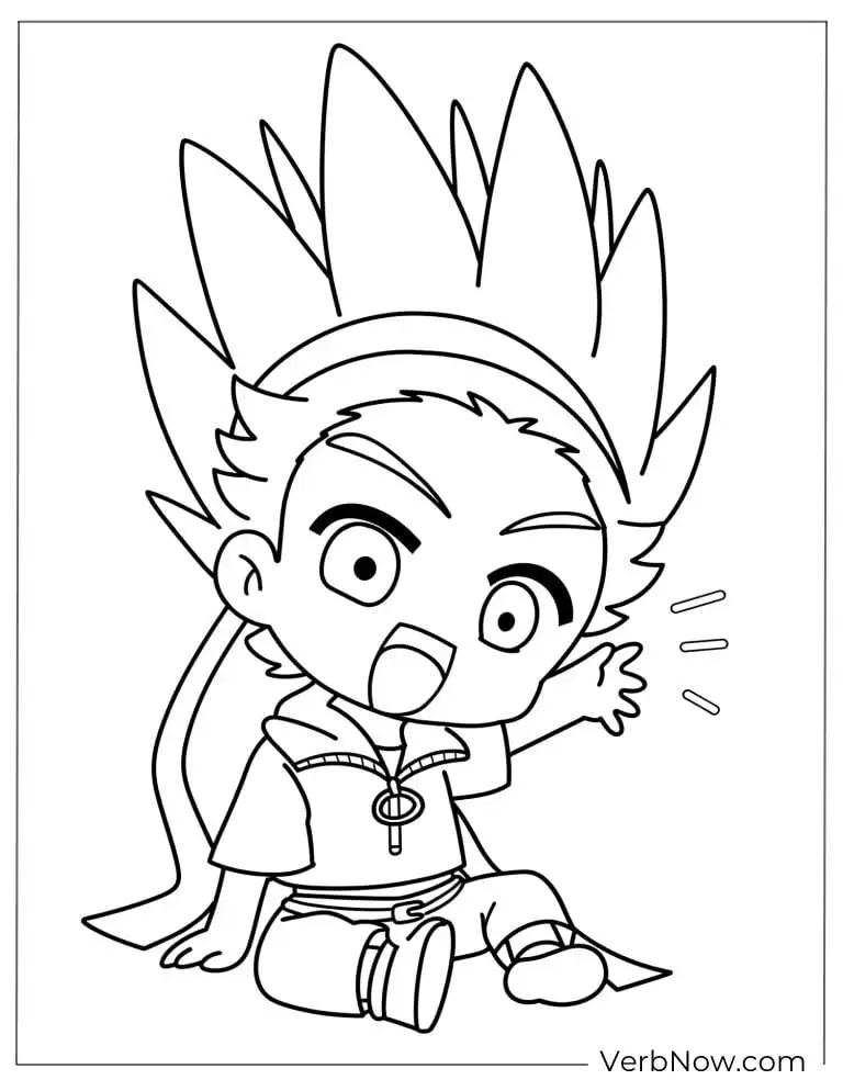 22 Free Beyblade Coloring Pages (100% Printable PDF) Chibi Anime Boy Shouting Coloring Page