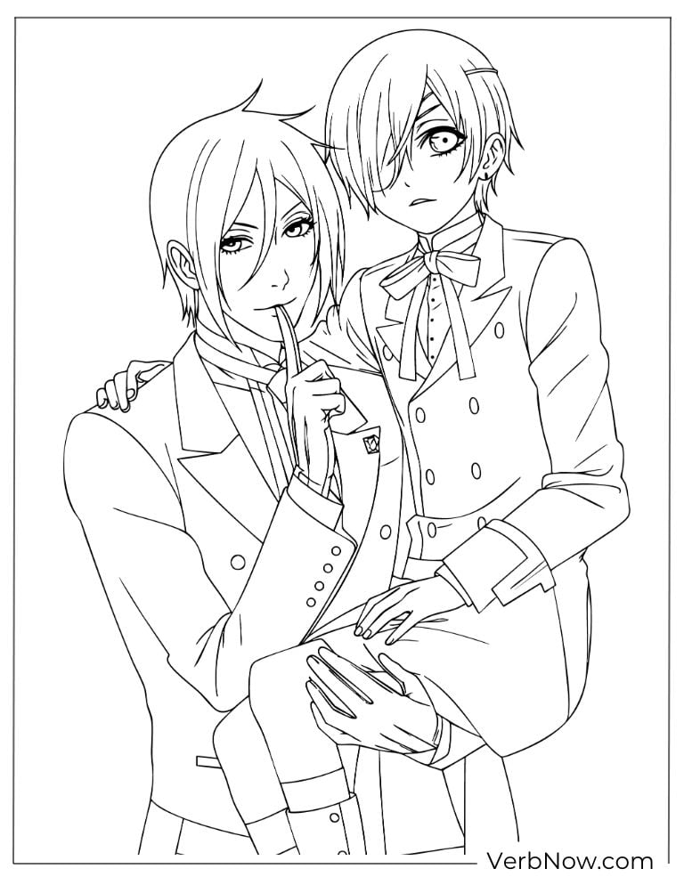 22 Free Black Butler Coloring Pages For Kids (Printable PDF) Black Butler Sebastian & Ciel Anime Coloring Page