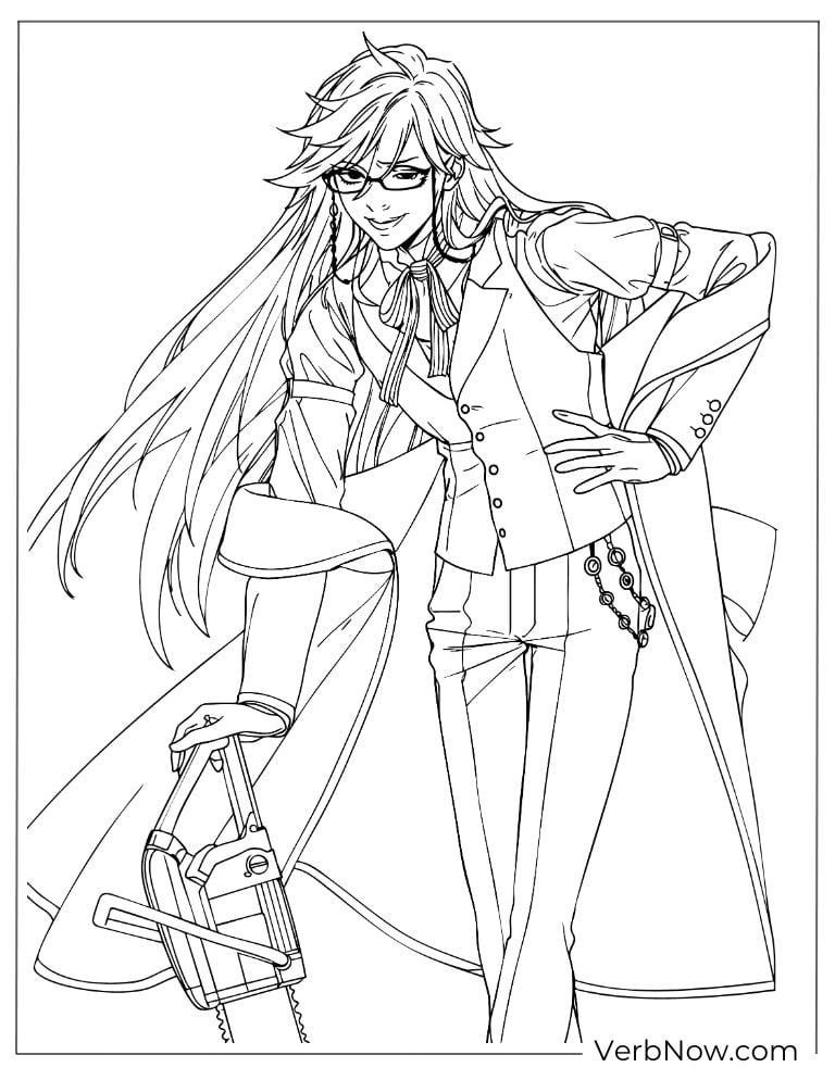 22 Free Black Butler Coloring Pages For Kids (Printable PDF) Grell Sutcliff Black Butler Chainsaw Coloring Page