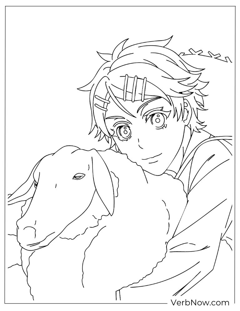 22 Free Black Butler Coloring Pages For Kids (Printable PDF) Anime Boy Hugging Sheep Coloring Page
