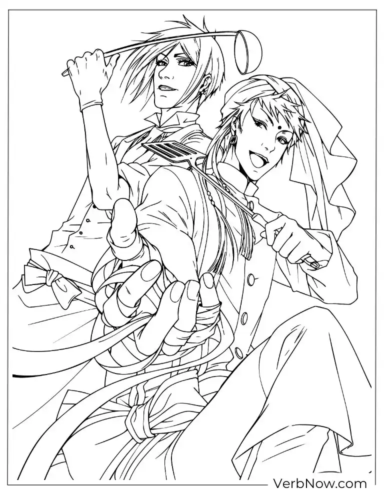 Black Butler Sebastian and Soma Chef Coloring Page