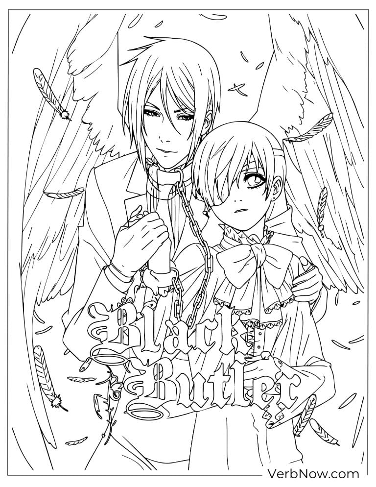 22 Free Black Butler Coloring Pages For Kids (Printable PDF) Black Butler Sebastian & Ciel Anime Coloring Page