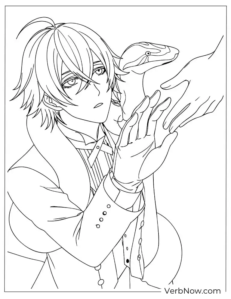 22 Free Black Butler Coloring Pages For Kids (Printable PDF) Anime Boy with Snake Coloring Page
