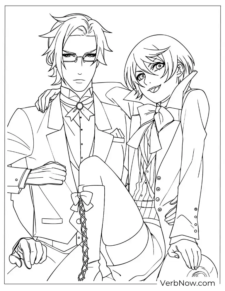 Black Butler Anime Characters Coloring Page Outline
