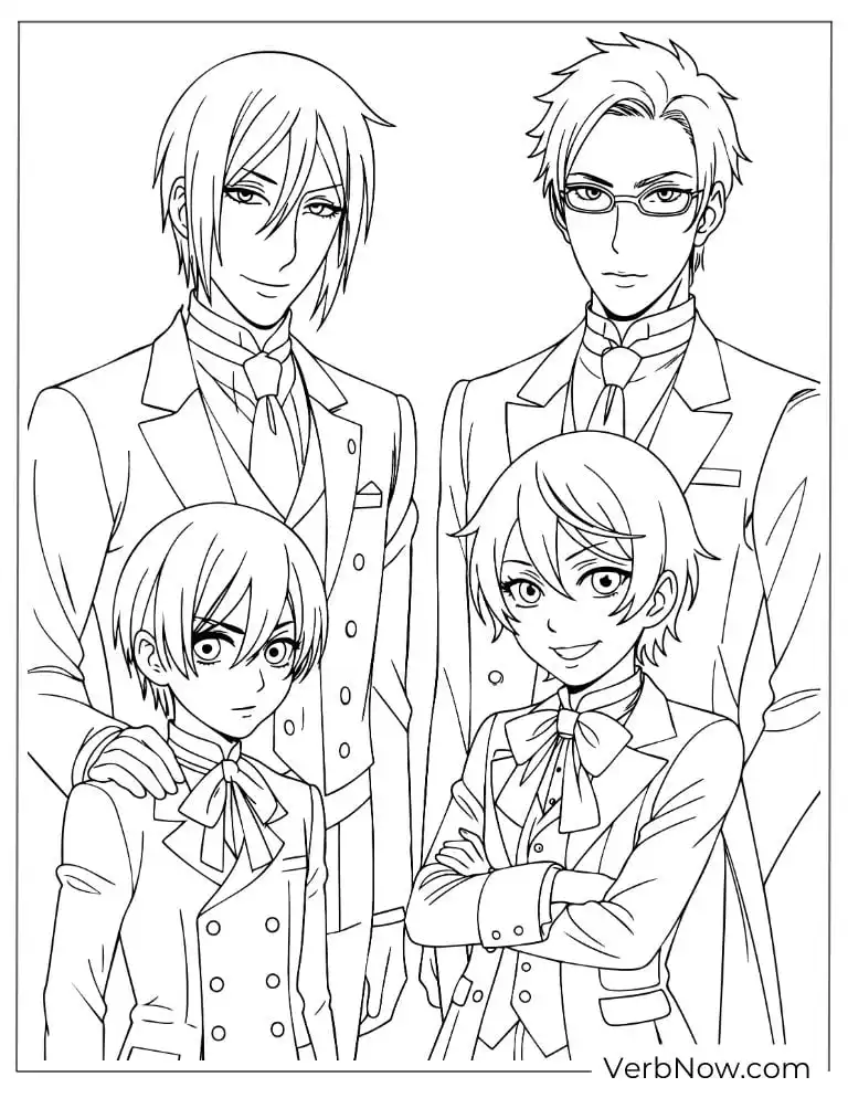 Black Butler Ciel, Sebastian, Undertaker Coloring Page