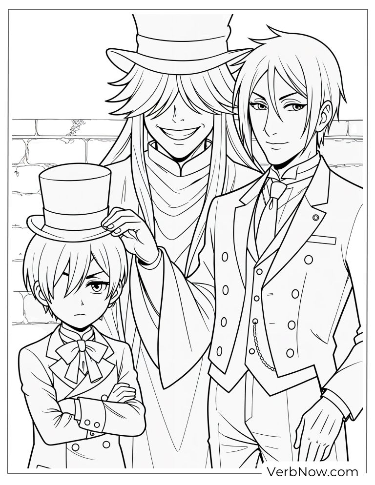 22 Free Black Butler Coloring Pages For Kids (Printable PDF) Black Butler Ciel Sebastian Undertaker Anime Coloring Page