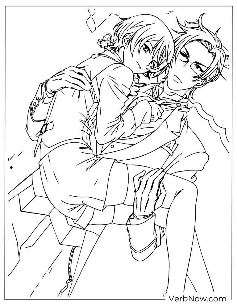22 Free Black Butler Coloring Pages For Kids (Printable PDF) Anime Boy Sitting on Lap Coloring Page