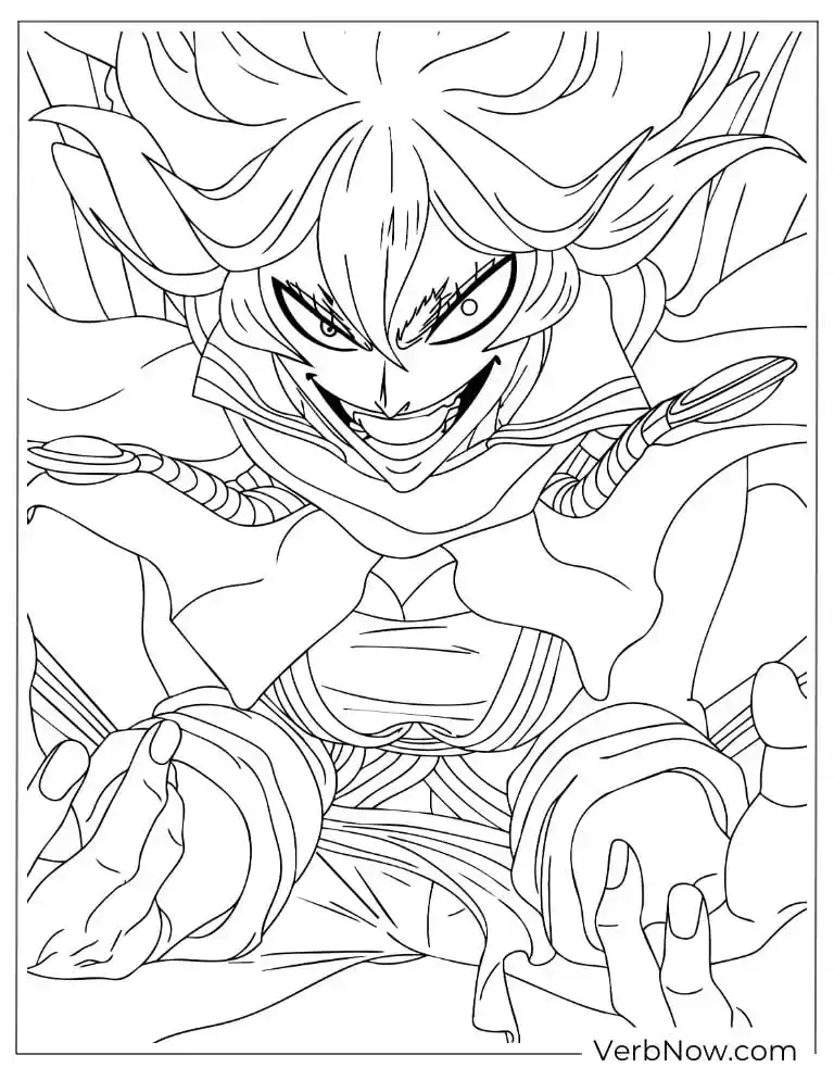 22 Free Black Clover Coloring Pages For Kids (Printable PDF) Menacing Anime Character Coloring Page Printable