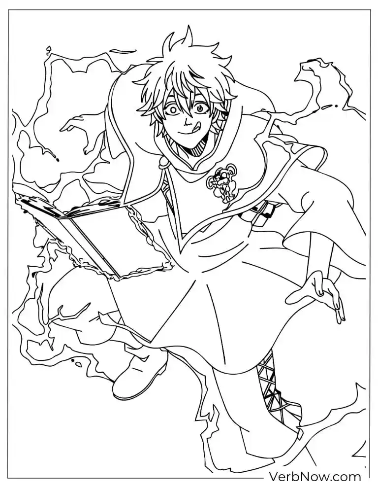 22 Free Black Clover Coloring Pages For Kids (Printable PDF) Yuno Black Clover Magic Grimoire Coloring Page
