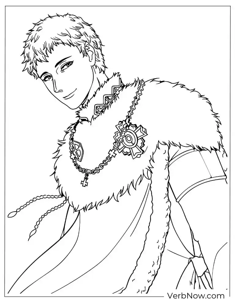 22 Free Black Clover Coloring Pages For Kids (Printable PDF) Anime Prince Coloring Page in Royal Fur Cloak