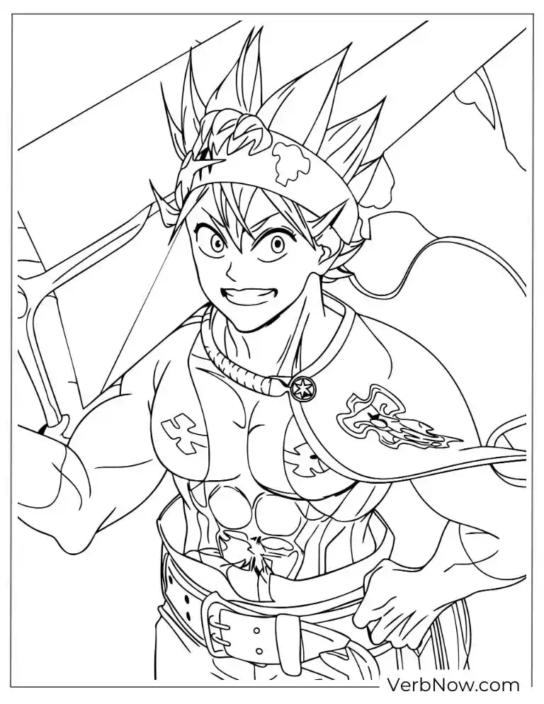 22 Free Black Clover Coloring Pages For Kids (Printable PDF) Asta Black Clover Action Pose Coloring Page Printable
