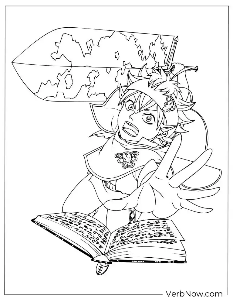 22 Free Black Clover Coloring Pages For Kids (Printable PDF) Asta Black Clover Grimoire and Sword Coloring Page