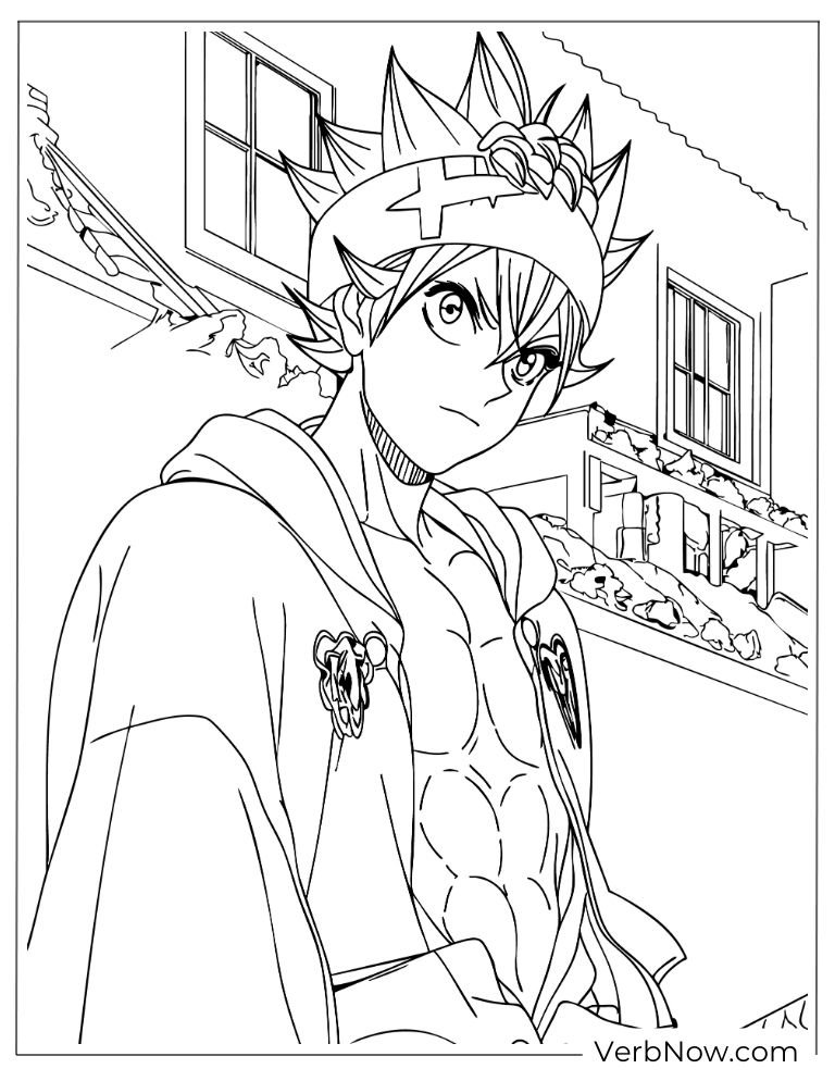 22 Free Black Clover Coloring Pages For Kids (Printable PDF) Asta Black Clover Coloring Page Line Art