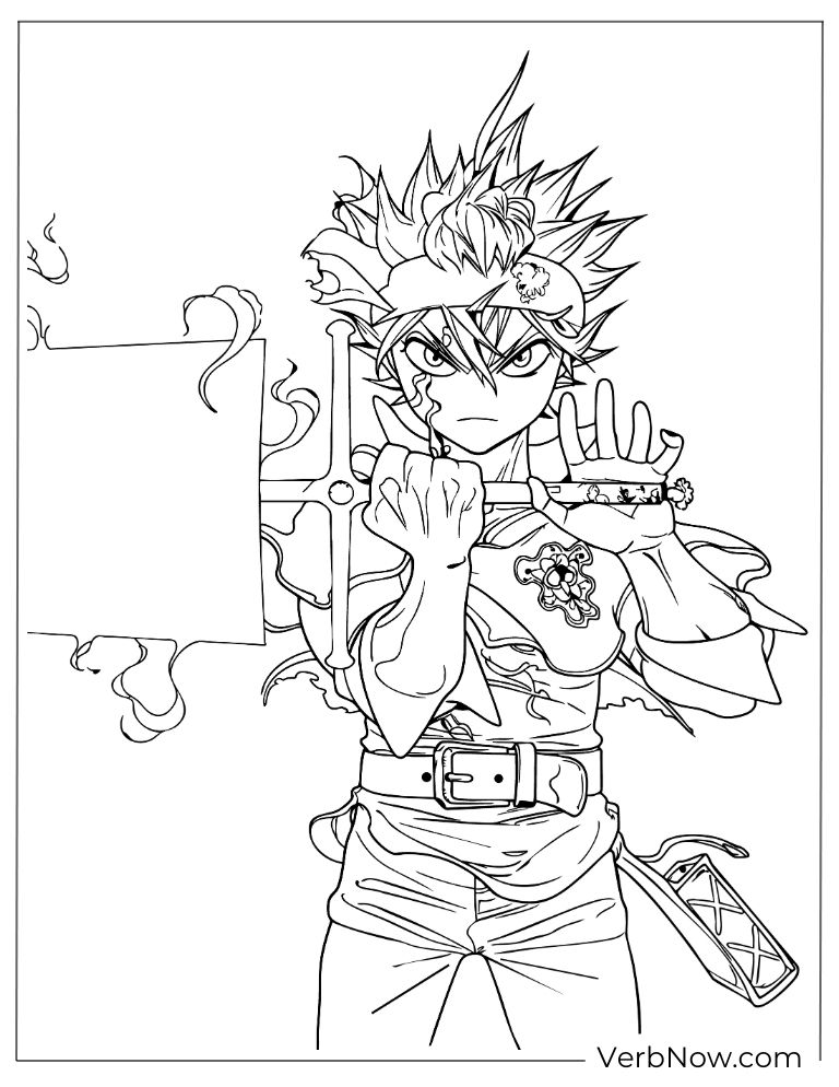 22 Free Black Clover Coloring Pages For Kids (Printable PDF) Asta Black Clover Coloring Page with Sword