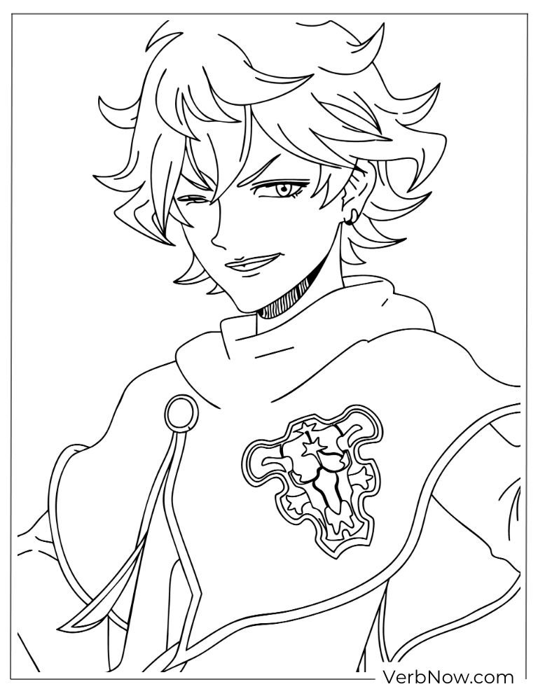 22 Free Black Clover Coloring Pages For Kids (Printable PDF) Yuno Black Clover Anime Coloring Page Outline