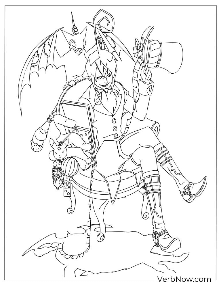 22 Free Blue Exorcist Coloring Pages (Printable PDF) A demon-themed character with wings and weapons