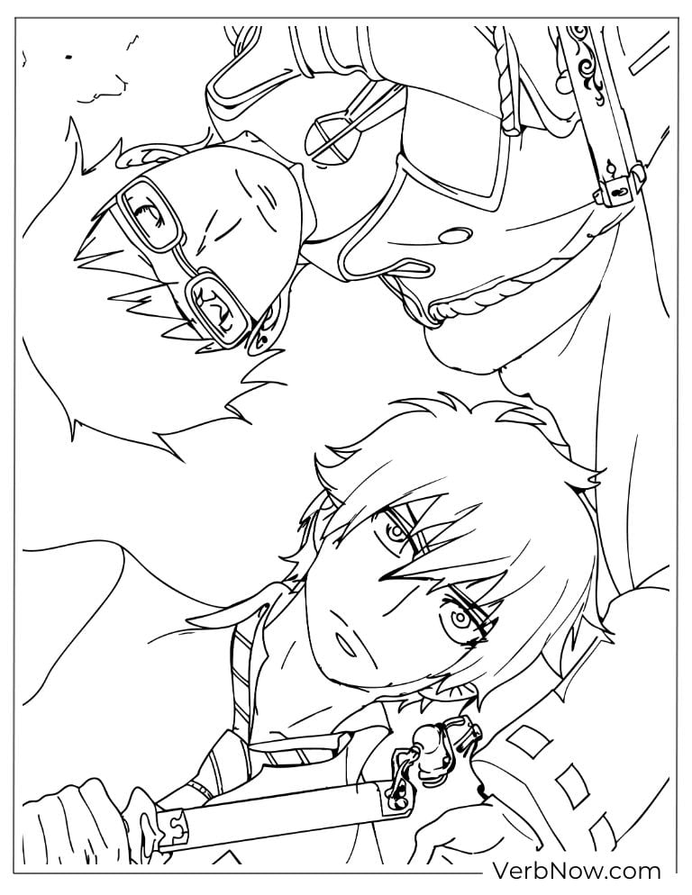 22 Free Blue Exorcist Coloring Pages (Printable PDF) Rin and Yukio aiming his gun with focus