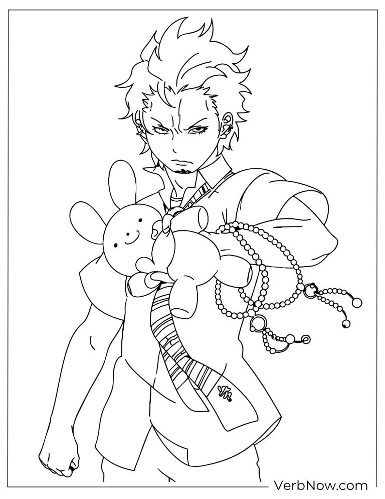 22 Free Blue Exorcist Coloring Pages (Printable PDF) Rin offering a cute stuffed toy
