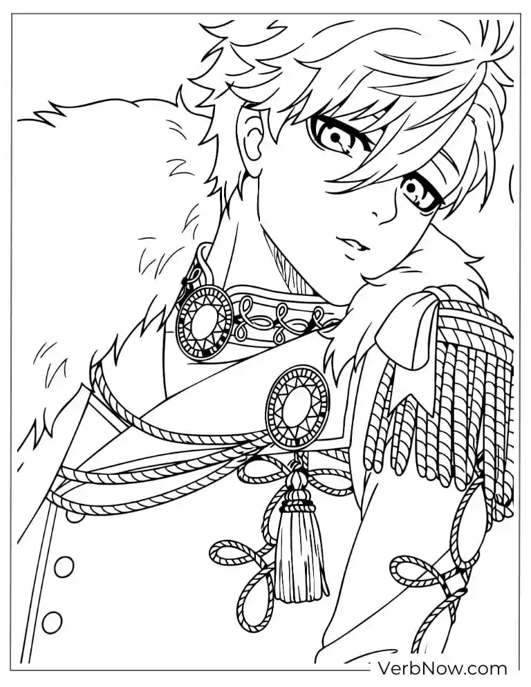 22 Free Blue Lock Coloring Pages (100% Printable PDF) A regal-looking character in a fur-trimmed outfit posing elegantly