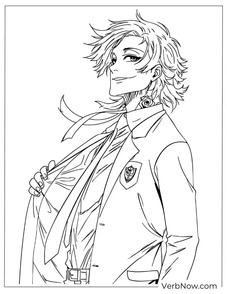 22 Free Blue Lock Coloring Pages (100% Printable PDF) Aiku adjusting his tie with a confident smirk