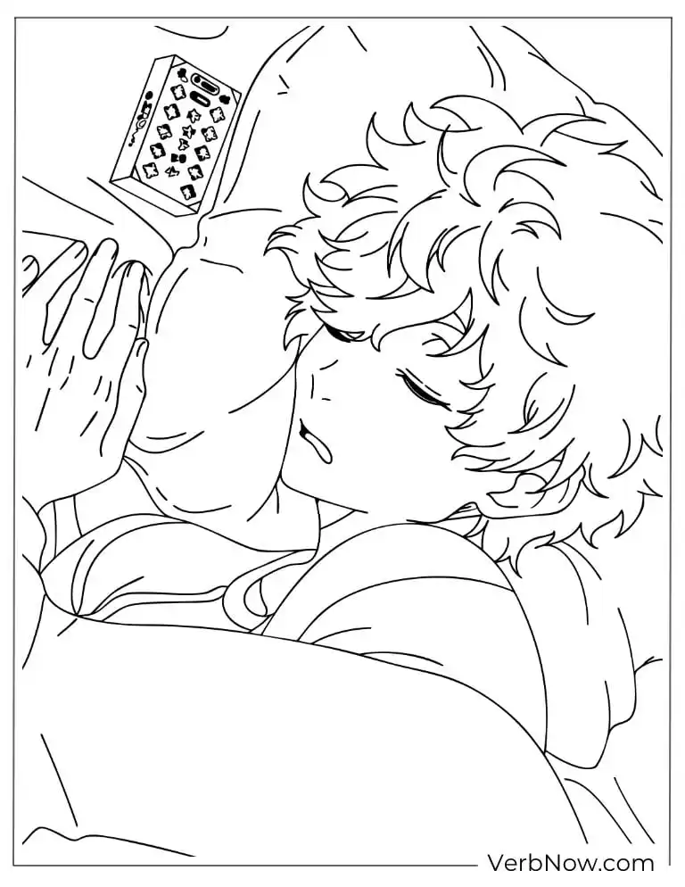 22 Free Blue Lock Coloring Pages (100% Printable PDF) Nagi lying down peacefully with a soft, sleepy expression