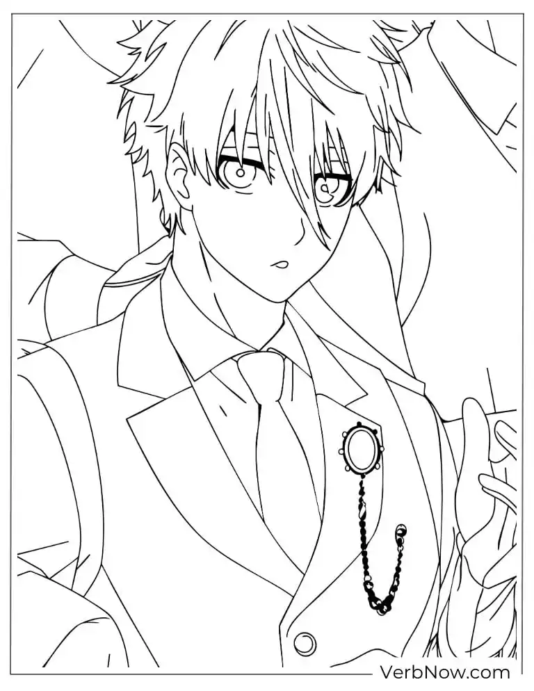 22 Free Blue Lock Coloring Pages (100% Printable PDF) Nagi in a suit with sharp eyes and a composed look
