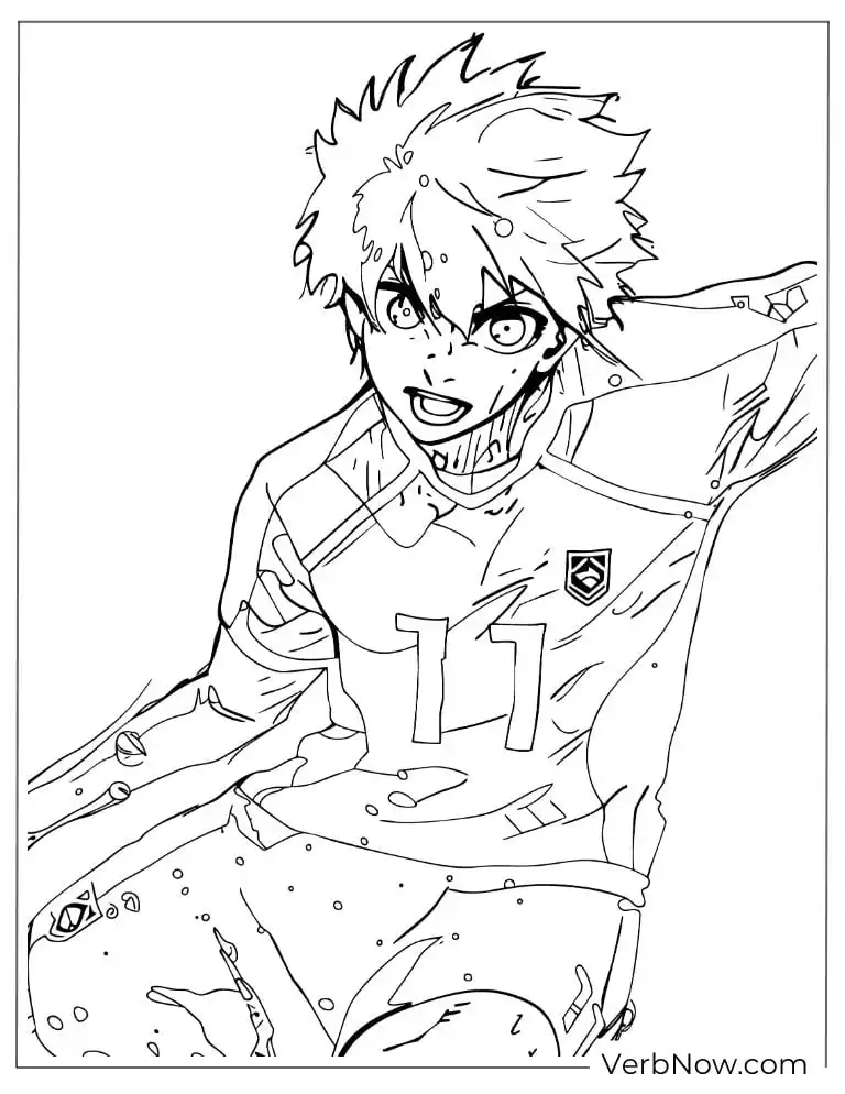 22 Free Blue Lock Coloring Pages (100% Printable PDF) Isagi sliding on the field after scoring