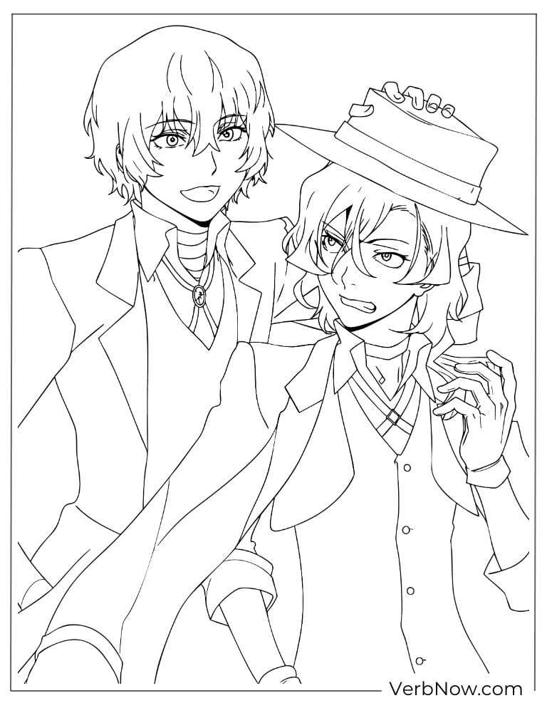 22 Free Bungou Stray Dogs Coloring Pages (Printable PDF) Two stylish characters posing together