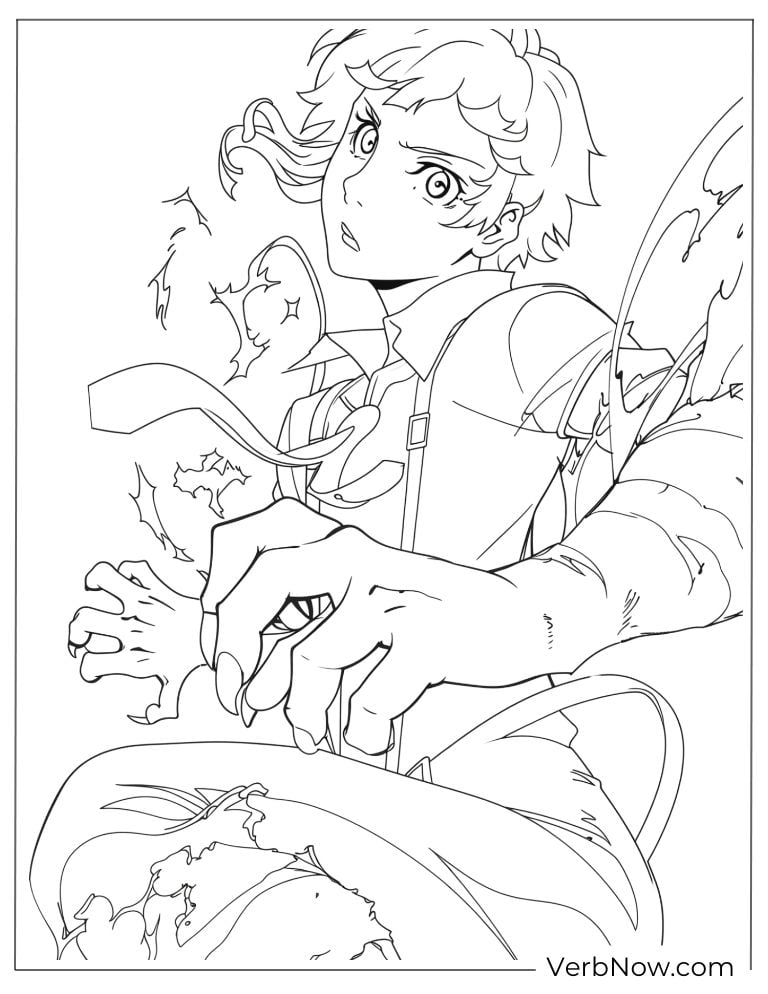 22 Free Bungou Stray Dogs Coloring Pages (Printable PDF) Atsushi using his powers by flowing energy and motion.