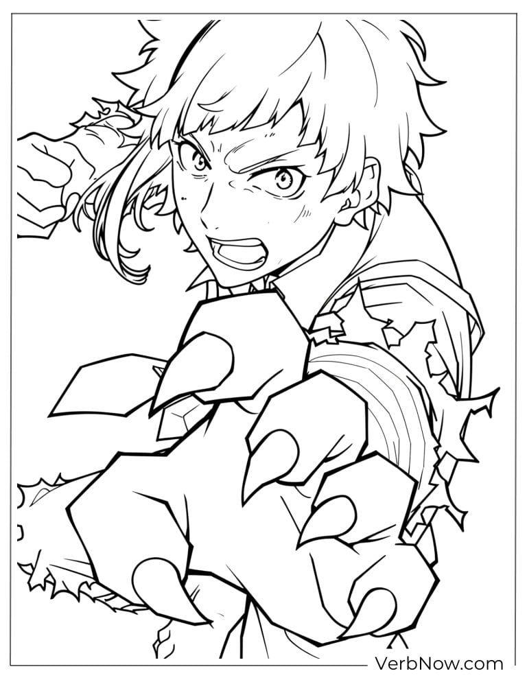 22 Free Bungou Stray Dogs Coloring Pages (Printable PDF) Atsushi reaching forward fiercely