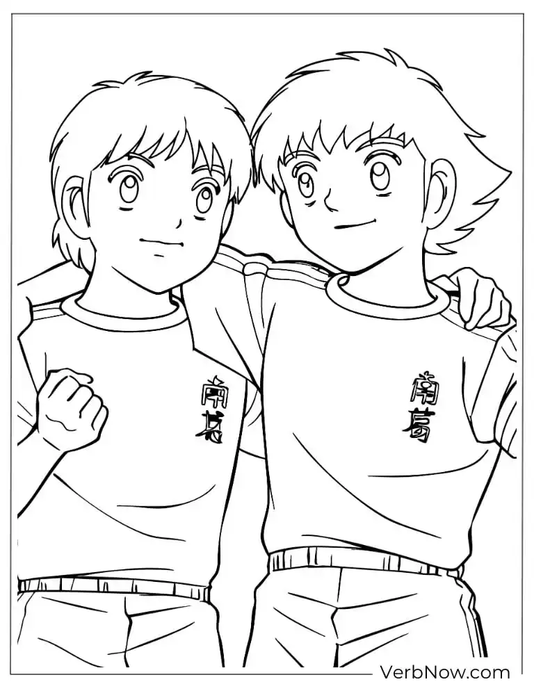 22 Free Captain Tsubasa Coloring Pages (100% Printable PDF) Tsubasa and Misaki Coloring Page | Captain Tsubasa Art