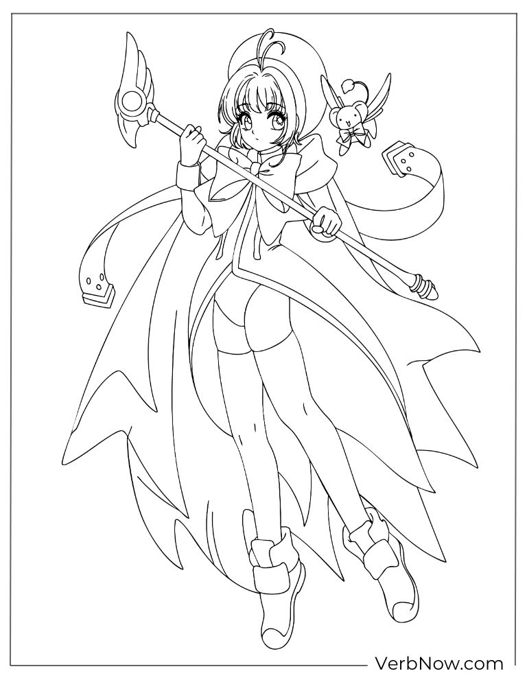 22 Free Cardcaptor Sakura Coloring Pages (Printable PDF) Sakura Kinomoto Cardcaptor Coloring Page