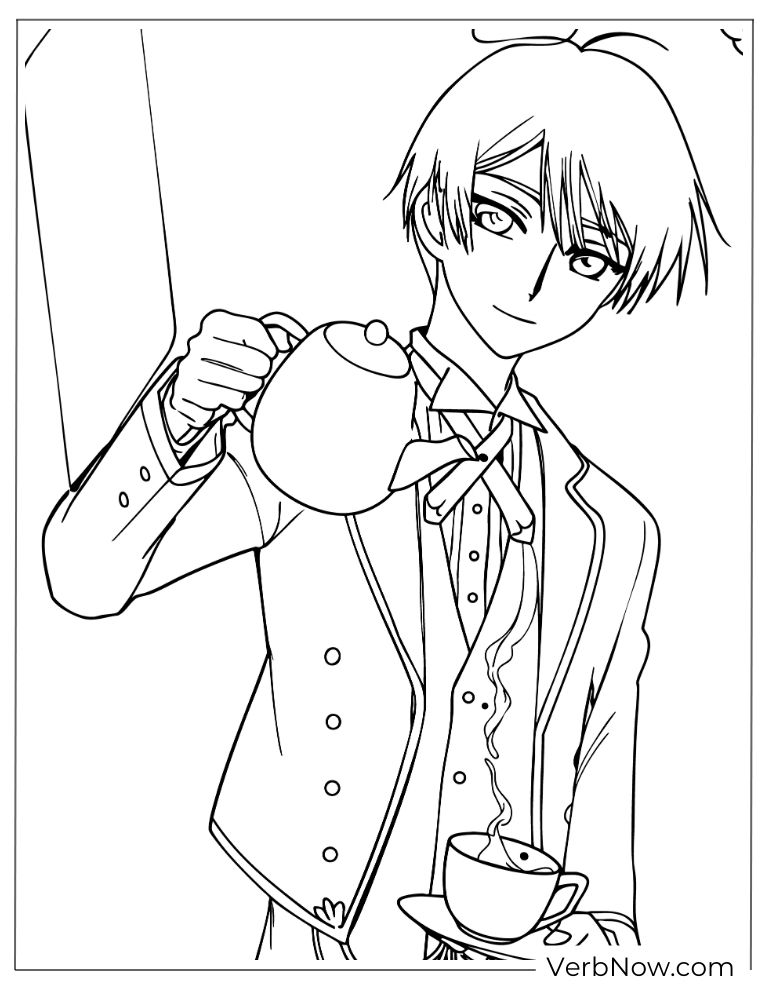22 Free Cardcaptor Sakura Coloring Pages (Printable PDF) Anime Butler Pouring Tea Coloring Page
