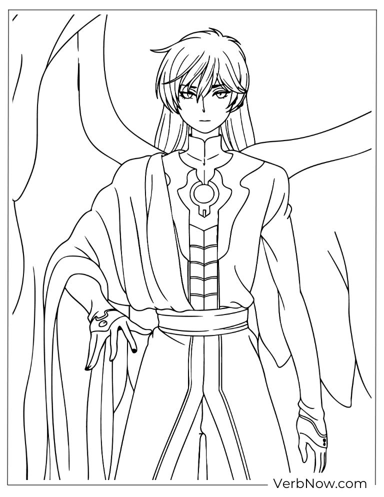 22 Free Cardcaptor Sakura Coloring Pages (Printable PDF) Anime Angel Male Character Coloring Page