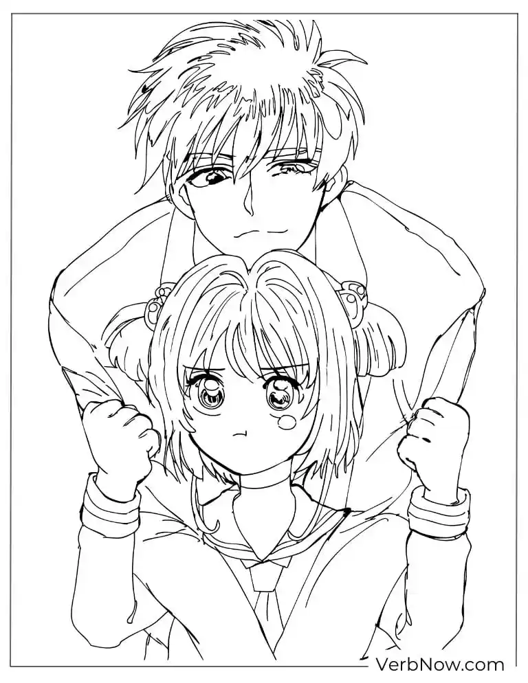 22 Free Cardcaptor Sakura Coloring Pages (Printable PDF) Sakura and Syaoran Anime Coloring Page