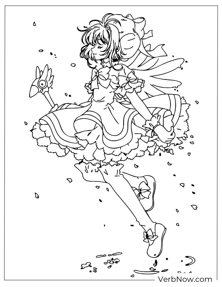 22 Free Cardcaptor Sakura Coloring Pages (Printable PDF) Cardcaptor Sakura Magical Girl Coloring Page