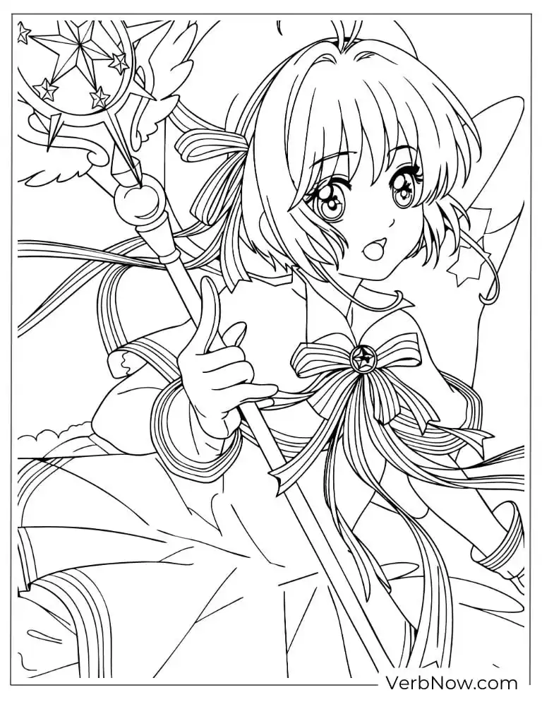 22 Free Cardcaptor Sakura Coloring Pages (Printable PDF) Cardcaptor Sakura Magical Girl Coloring Page