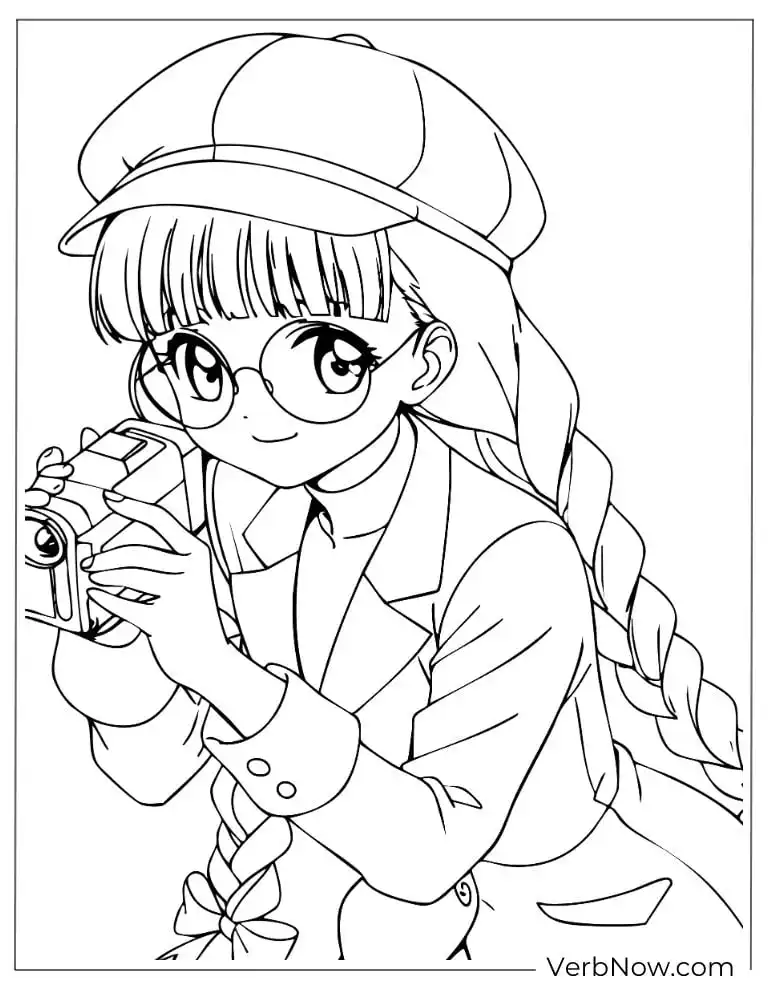 22 Free Cardcaptor Sakura Coloring Pages (Printable PDF) Cute Anime Girl Photographer Coloring Page