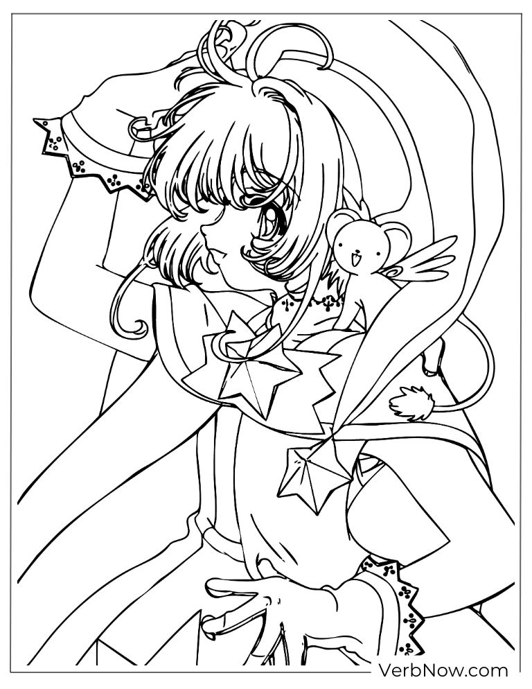 22 Free Cardcaptor Sakura Coloring Pages (Printable PDF) Sakura Kinomoto Coloring Page with Kero